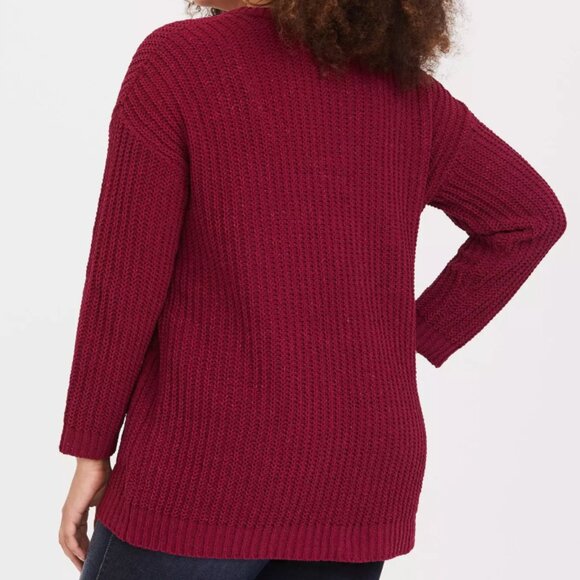 Torrid Red Metallic Lurex Knit Cardigan - Picture 2 of 7